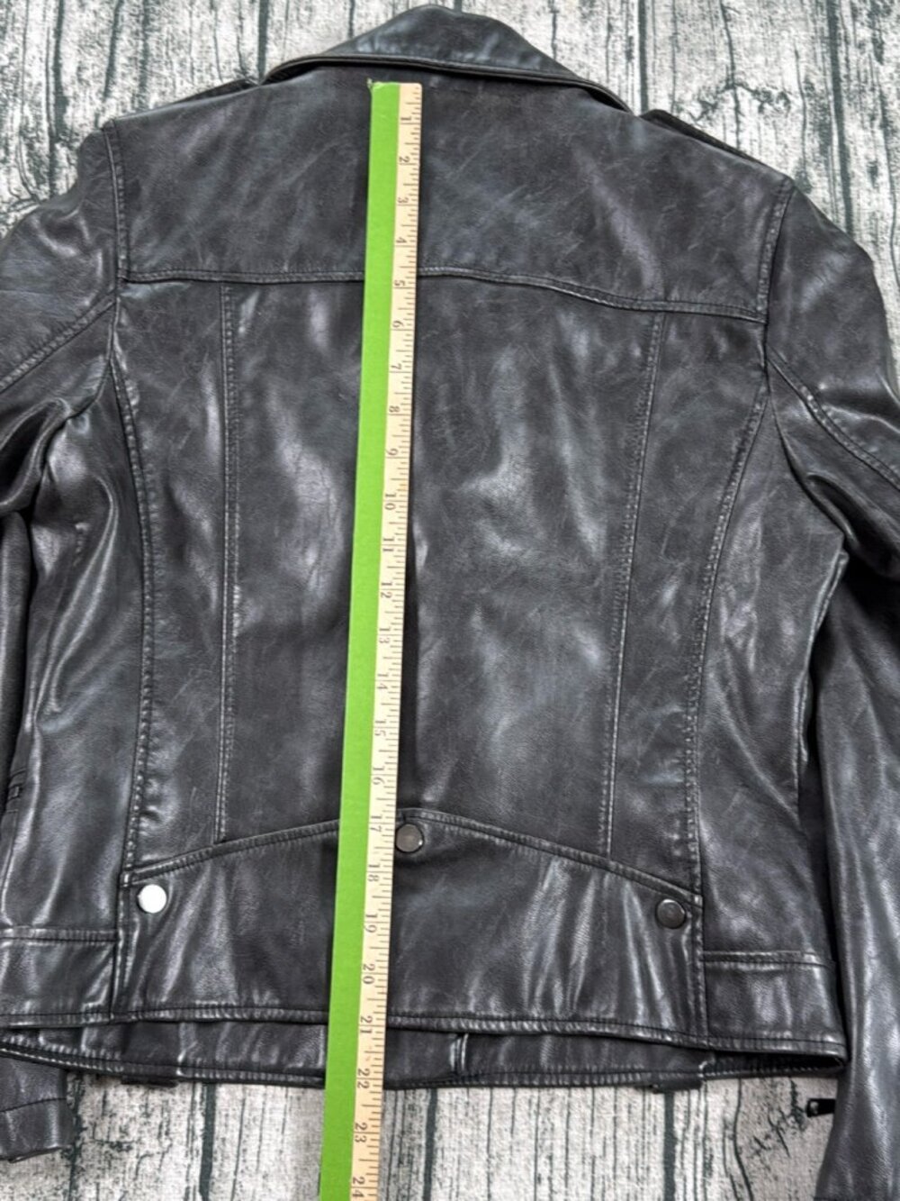 7 For All Mankind Faux Leather Moto Biker Jacket Women's M Black - Picture 10 of 11